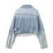 Women’s Cropped Denim Jacket – Stylish Short Blue Coat For Casual & Streetwear (XS/S/M/L)_ecoleips.com