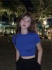 Sapphire Blue Thin round Neck Jazz Dancer Women's Slightly Sheer Solid Color Slim Fit Stretch Short Sleeve T-Shirt Dance Top_ecoleips.com