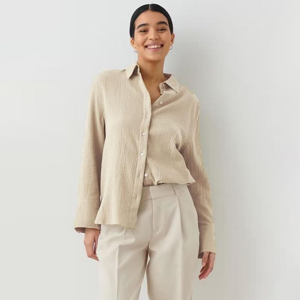 Autumn Long-Sleeved Cotton Crepe Shirt, Comfortable And Loose-Fitting Blouse_ecoleips.com