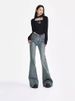 Vintage Washed Micro-flare Jeans, High-waisted, Tight-fitting, Butt-lifting, Height-enhancing, Slimming,_ecoleips.com