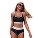 Perforated Fabric Bikini Two Piece Swimsuit Sexy Style Vacation Wear Regular Size Polyester_ecoleips.com