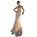 "Elegant Champagne Wedding Dress With Train - Slim Fit Bridal Gown, US2-26W/EU32-56, All-in-One & Trailing Style"_ecoleips.com