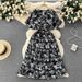Boho Floral Print Maxi Dress – Wrap Waist, Flowy Chiffon, Elastic Polyester Blend, One-Size Fits Most (10 Colors, Short Sleeve, High-Low Hem)_ecoleips.com