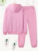 Women's Autumn And Winter Casual Fashion Letter Pattern Printed Thick Velvet Warm Hooded Sweatshirt+sports Pants Set-693_ecoleips.com