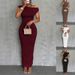 Cute Stylish Water Ripple Off Shoulder Dress For Women_ecoleips.com