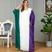 Verve 3571muslim Muslim Abaya Women's Color-Block Evening Dubai Robe Dress_ecoleips.com