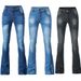 Women's Clothing Tight Elastic Tassel Flared Pants Trousers Solid Color Jeans_ecoleips.com