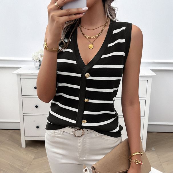 DiYun European And American Cross-Border Foreign Trade 2024 Spring/Summer Women's Casual V-Neck Color-Block_ecoleips.com