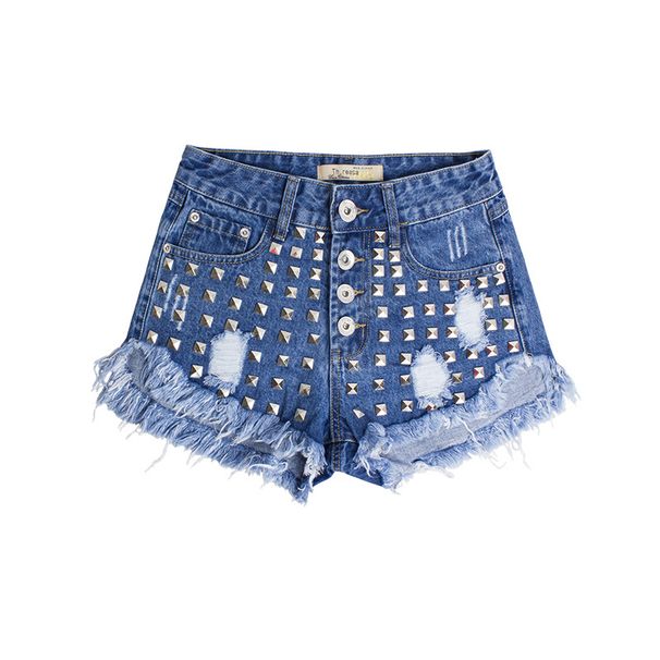 European And American Street Style Personalized Fashion Shorts, Trendy Women's Studded Denim Hot Pants 0.5KG_ecoleips.com