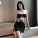 18YX00012025Halter Two-Piece Set With Metal Ring Sexy Backless Tube Top And Ultra Short Skirt For Women_ecoleips.com