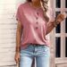 Women's Clothing Tops Solid Color Twist Button Fashion Short Sleeved T Shirts For Women_ecoleips.com