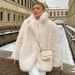 Women's Clothing Luxury Faux Fur Coat Winter Long Coat With Notched Lapel, Thick Warm Elegant Trench Coat, Street Style Outerwear For Fall And Winter_ecoleips.com