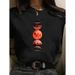 New Women's Fashion Printed Round-neck T-shirt With Lunar Eclipse Design, Short-sleeved Summer Top_ecoleips.com