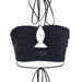 Women's Clothing Bikini Two-Piece Swimsuit Black Strap Hollow Out Design Polyester Fabric Bikini Set_ecoleips.com