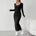 International Station Basic Women's Clothing 2026 Spring-summer New Fashion Simple Slim-fit Ankle-length Dress_ecoleips.com
