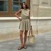 Round Neck Vest Pleated 2025 Spring Summer New Cotton Linen Comfortable Short Skirt Casual Set For Women_ecoleips.com