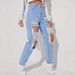 Women's Clothing Trendy Distressed Ripped Jeans For Women Washed Straight Leg Ladies Trousers_ecoleips.com