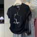Women's Casual Style White round Neck T-Shirt Slim Waist Short-Sleeved High Quality Cotton Unique Design Fashionable And Versatile Top_ecoleips.com