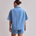 Women's Clothing Summer Women's Casual Retro Loose Shirt Denim Shorts Set_ecoleips.com