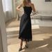 Women's Clothing Niche Chic Design Sleeveless Temperament Vest Long Skirt Square Neck Waist Slim Fit Dress_ecoleips.com