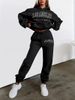 Women's Casual Fashion Printed Hooded Suit Plus Velvet Sweater Long Sleeved Pants Suit_ecoleips.com