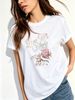 Women Vintage Rhinestone Rose Graphic T Shirt Retro Tattoo Letter Print Crew Neck Short Sleeve Casual Y2K Coquette Summer Top_ecoleips.com