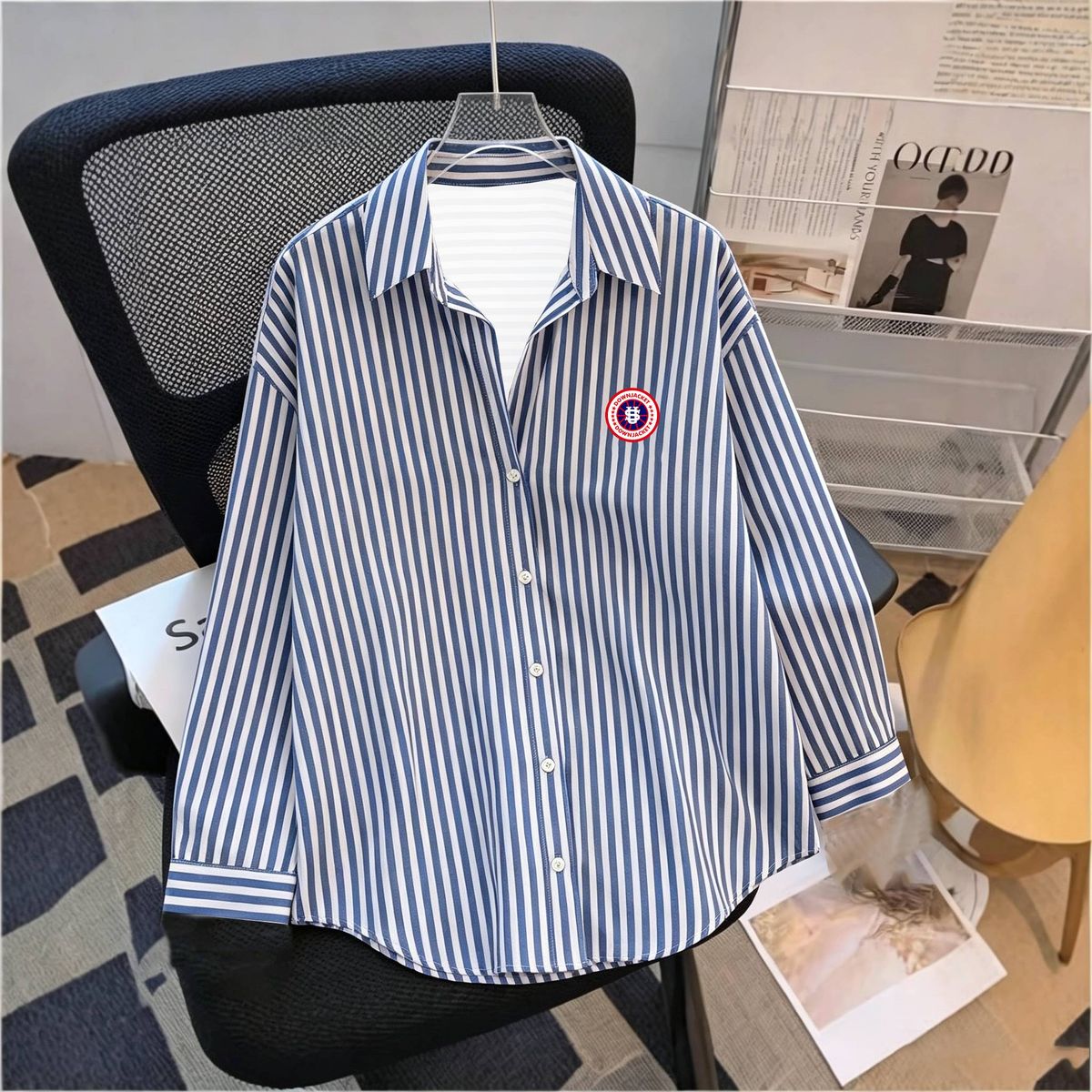 Women's New Spring/Summer Striped Long-Sleeve Shirt – Printed, Loose-Fit, Versatile Top-6_ecoleips.com
