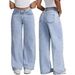 Voya Popular Women's Straight Leg Stretch Jeans For Summer, High Waist, Wide Legs, Loose And Comfortable, Classic And Fashionable Denim Pants_ecoleips.com