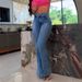 Fashion High Waist Flared Jeans For Women - Stretchy Denim Bootcut Pants With Vintage Wash, Comfort Fit & Trendy Style (Blue, S-XXL)_ecoleips.com