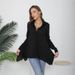 Spring And Autumn Chiffon Sunscreen Black Shirt Women's Long Sleeve Han Fan Medium And Long BF Style Loose Sexy Pajama Shirt_ecoleips.com