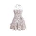 Women's Clothing Women's Floral Print Ruffled Halter Neck Dress Sexy Waist Cinching Skirt Style Fashion For Formal & Casual_ecoleips.com
