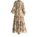 Women's Clothing Middle East Popular Flower Print Long Sleeve Fashionable Temperament Muslim Dress_ecoleips.com