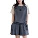 Women's Summer Casual 2-Piece Set - Cotton Short Sleeve Top & Contrast Color Shorts (Loose Fit, Large Size, Sporty Style)_ecoleips.com