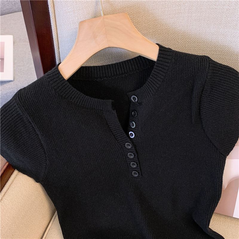 Women's Clothing T Shirt Sweater Women's Summer New Light Mature Style Short Slim Fashion Top_ecoleips.com