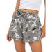 Women's 3D Printed Drawstring Shorts - Cotton Blend Casual Breathable Lounge Pants With Leaf/Branch Patterns_ecoleips.com