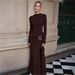 Women's Long Dress European American Style round Neck Solid Color Autumn Winter Fashion Elegant Decorative Ring Buckle Long Sleeves_ecoleips.com