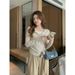 Tredy Fashioable Striped Log-sleeve T-shirt Wome, Korea Retro Style, Two-piece Base Shirt For Sprig Ad_ecoleips.com