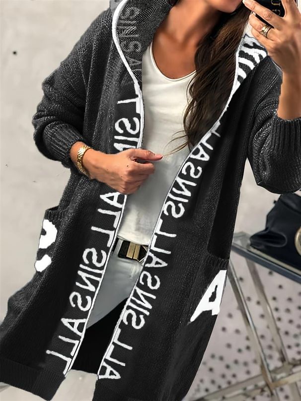 Oversized Hooded Cardigan Sweater For Women - Long Open Front Knit Coat With Pockets (Light Blue/Black/Pink, Sizes 1XL-5XL)_ecoleips.com