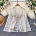 Elegant Embroidered Lace & Sequin Mesh Cardigan For Women – Long Sleeve Oversized Cover-Up With V-Neck, Floral Pattern, Versatile_ecoleips.com