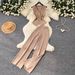 Chic V-Neck Knit Camisole High-Waist Wide-Leg Pant Two-Piece Set Elegant Wide Cuff Trousers Outfit for Women_ecoleips.com