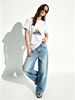 Summer Ladies Fashion Humorous Teddy Bear Letter Slogan Graphic Short Sleeve Crew Neck Casual Basic Top_ecoleips.com