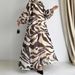 Women's Clothing New Chiffon Print Long Fashionable And Elegant Belted Dress_ecoleips.com