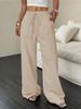 Women's Textured Straight Leg Pants – Elastic Waist Comfort (S-XXL, Apricot/Light Blue/Navy/Black)_ecoleips.com