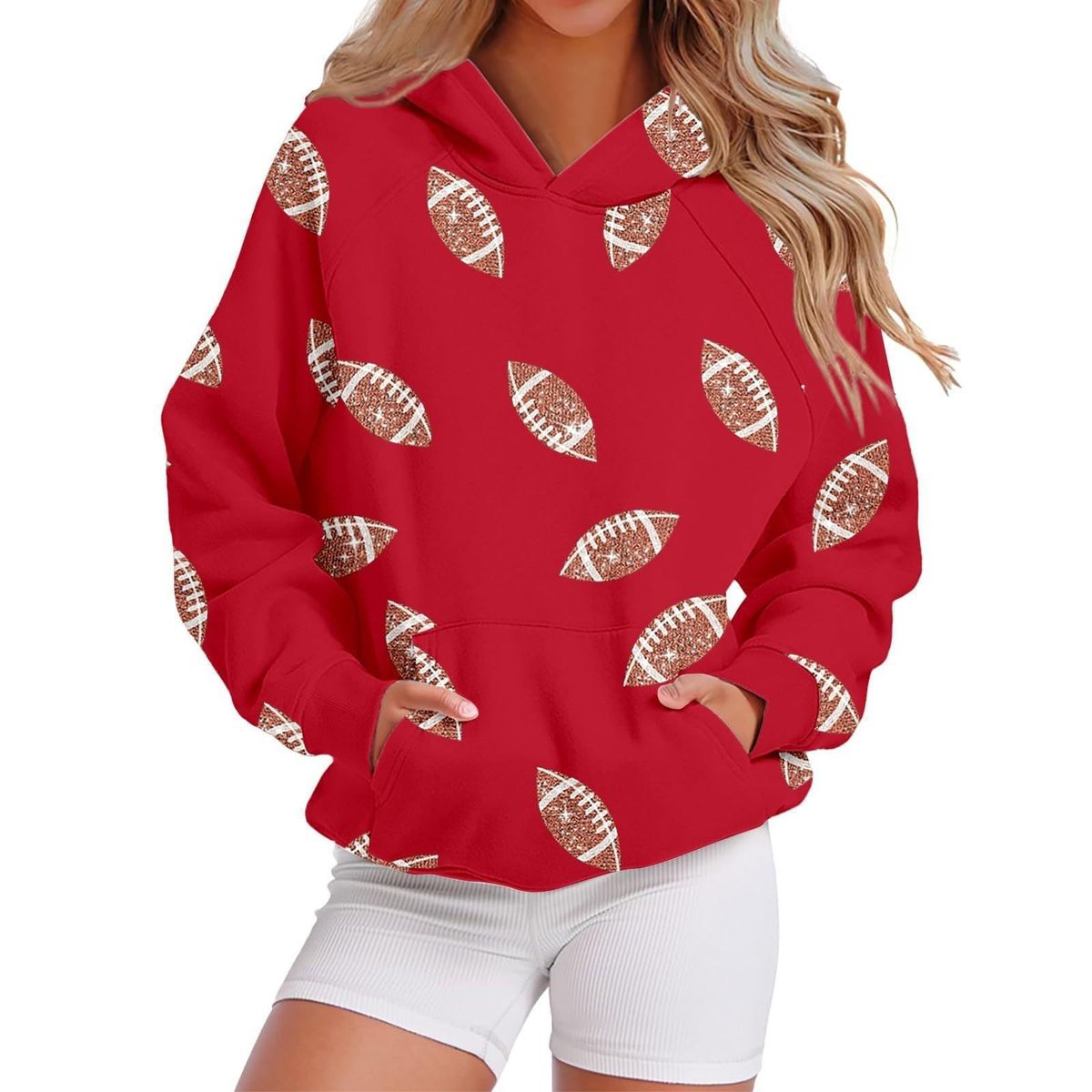Autumn New Hooded Sweatshirt Baseball Elements Digital Print Women's Athleisure Sweatshirt_ecoleips.com