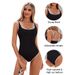 One Piece Women's Swimsuit Color Block Ribbed Swimwear Adjustable Shoulder Straps New Fashionable Design_ecoleips.com