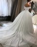 Elegant One Shoulder Wedding Dress With Starry Sky Tulle, Slim Fit A-Line Bridal Gown With Small Train, Forest-Inspired Dreamy Style For Summer_ecoleips.com