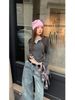 Women's Two-Piece Long Sleeve T-Shirt Autumn Winter Inner Wear Slim Fit Slimming American Retro Base Shirt_ecoleips.com