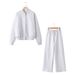 Women's Clothing Bomber Jacket And High-Waisted Fleece Pants Set Casual Loose Fit Sweatshirt Outfit For Spring/Autumn_ecoleips.com