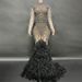 Women's Clothing Novans New Female Singer Car Model Dance Rhinestone Black Feather Long Dress Tail Dress Stage Performance Costume_ecoleips.com