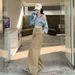 Wholesale American Retro Women's Jeans With A Unique Design, Patchwork Khaki Loose Wide-leg Straight Pants_ecoleips.com